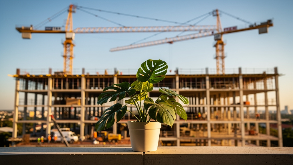 Comprar imóvel na planta vale a pena para investidores? 3 Canteiro de obras de edifício residencial de alto padrão em estágio avançado de construção
