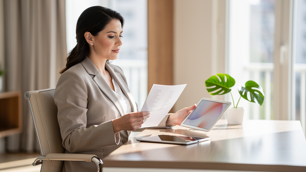 Como fazer prospecção de clientes para corretores de imóveis 1 Corretor de imóveis analisando uma lista de contatos em um escritório organizado.