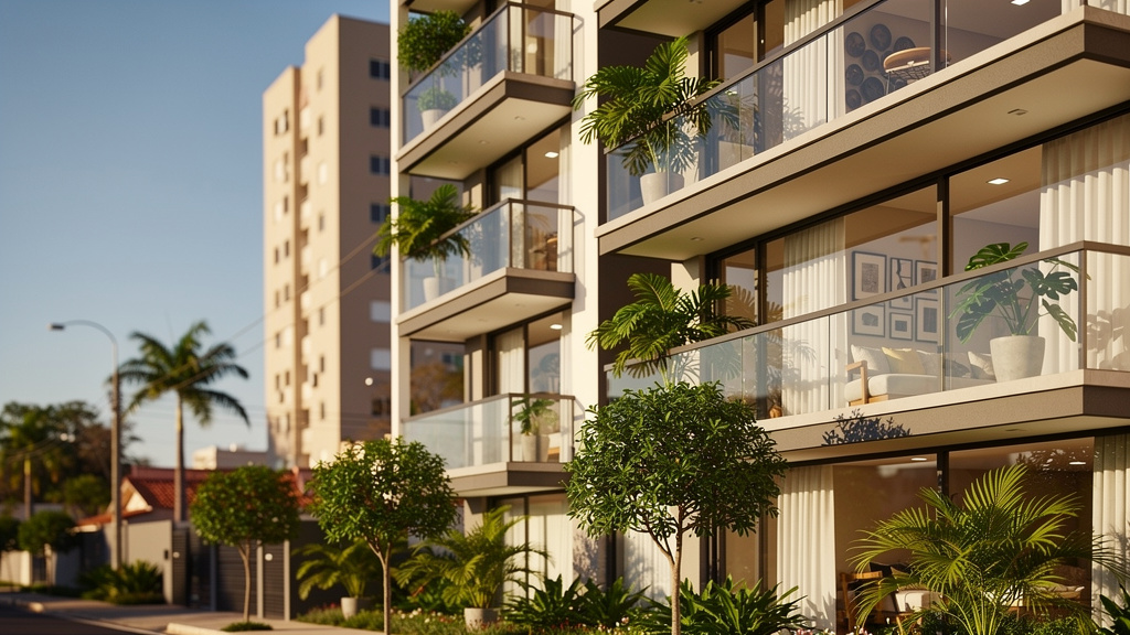 Como analisar o airbnb como investimento imobiliário 3 Fachada de edifício residencial moderno em Goiânia localizado próximo a polo de saúde e negócios