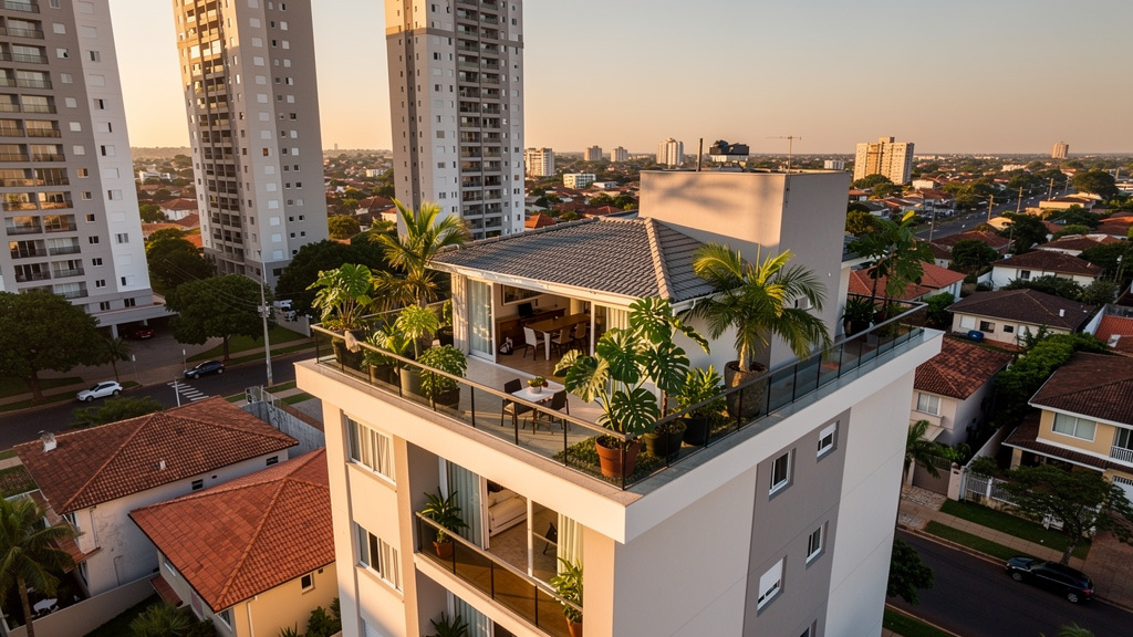 Casa ou apartamento em Goiânia: como escolher 1 Fachada de residencial urbano em Goiânia destacando a estrutura de um prédio e áreas privativas