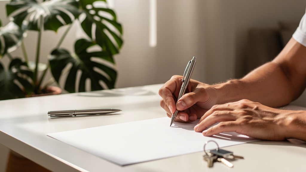 Como funciona o consórcio imobiliário para comprar imóvel 3 Mãos assinando contrato de compra e venda de imóvel em uma mesa de escritório.