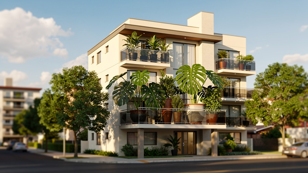 Como investir em imóveis para alugar em Goiânia 3 Prédio residencial em área urbana de Goiânia mostrando estrutura conservada e áreas comuns