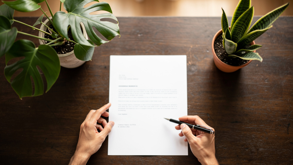 Como funciona a pré-aprovação de financiamento imobiliário 3 Pessoa assinando contrato impresso de compra de imóvel residencial com caneta preta em mesa de atendimento