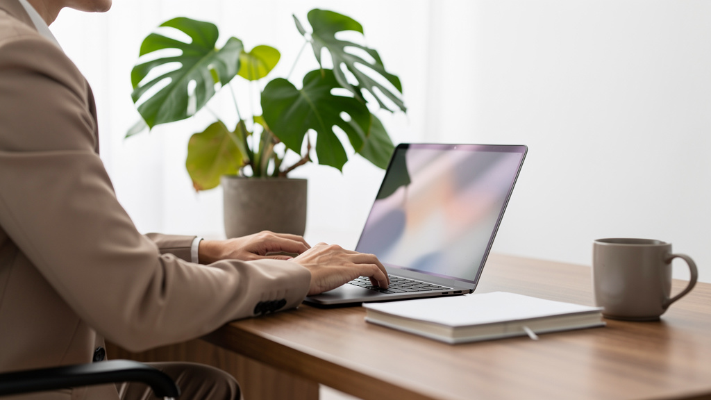 Corretor de imóveis analisando dados de contatos e perfil de clientes no computador em um escritório imobiliário.